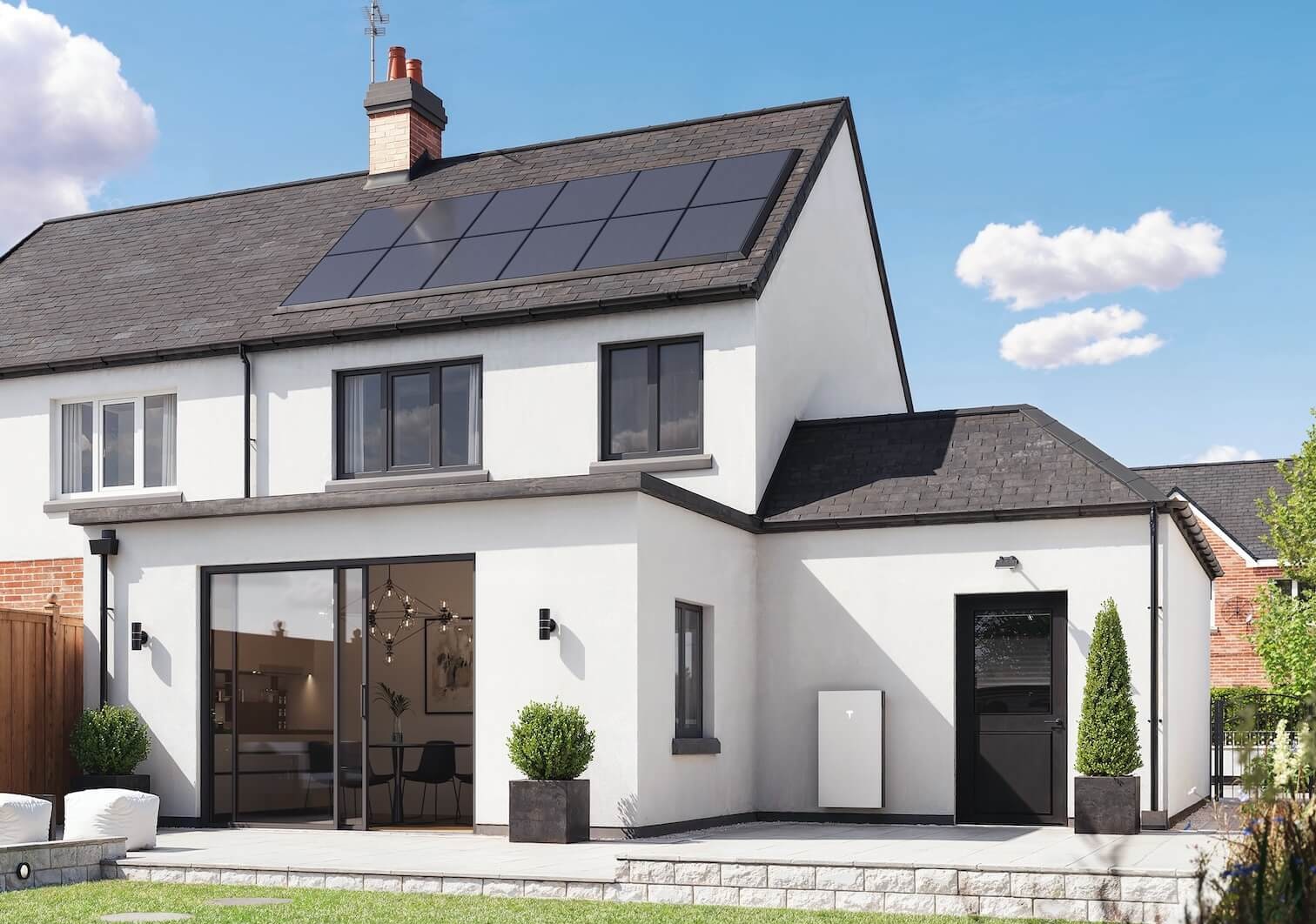 Modern UK property with professional solar installation